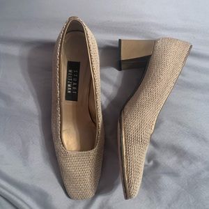 Vintage Stuart Weitzman Cream and Gold Block Heel